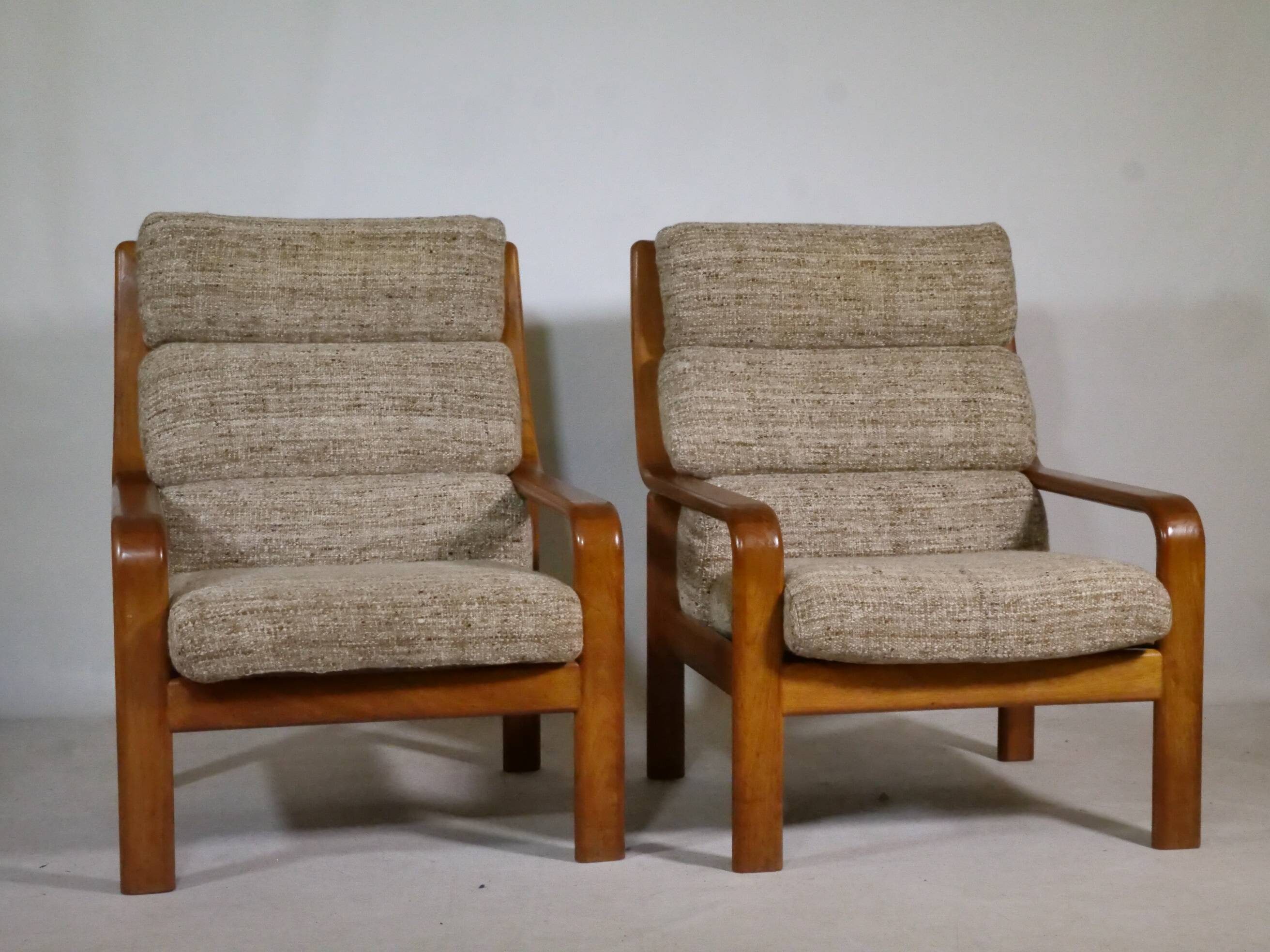 Teak Highback Lounge Chairs by L. Olsen & Søn, Set of 2, Denmark, 1960s