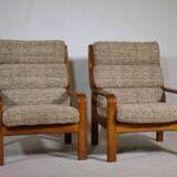 Teak Highback Lounge Chairs by L. Olsen & Søn, Set of 2, Denmark, 1960s