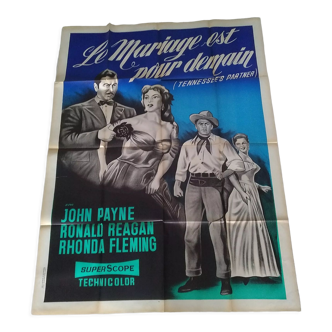Une affiche pliée originale : le mariage est pour demain 1955 John Payne Ronald Reagan