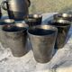 Vallauris service, the pottery of the great oak. Black metal glazed ceramics.