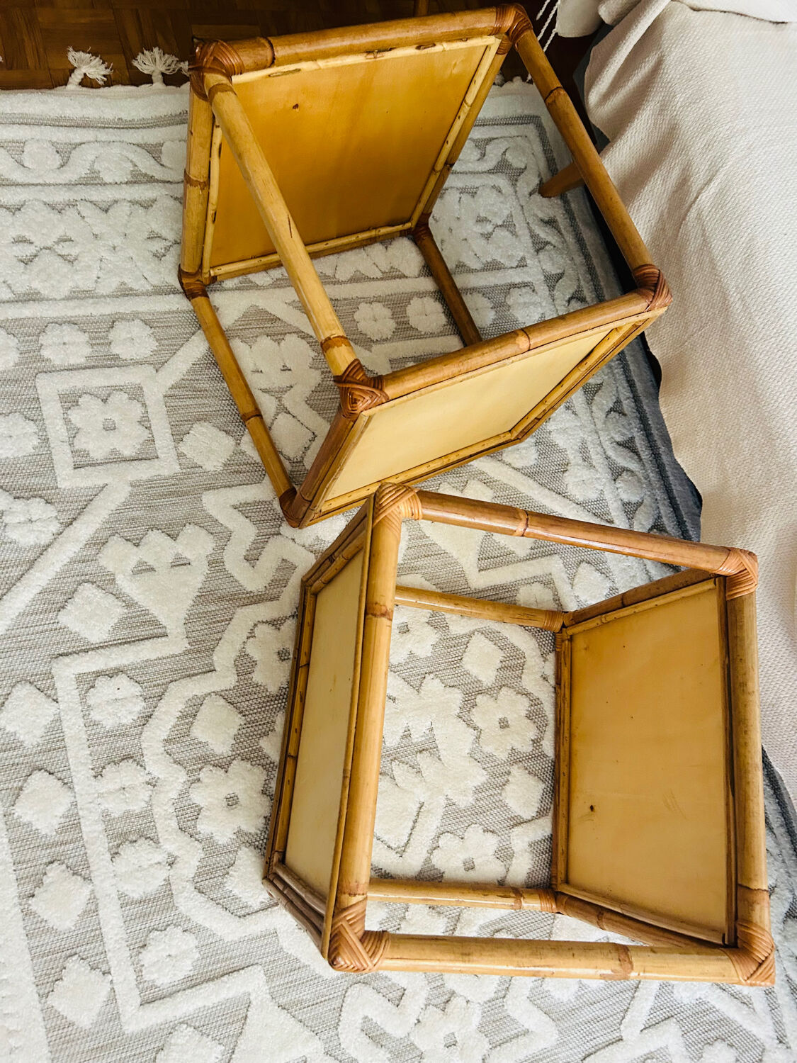 Set of two rattan bedside or side tables