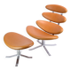 Corona Lounge Chair With Stool Model EJ 5 Made In Walnut Elegance Leather By Poul M. Volther