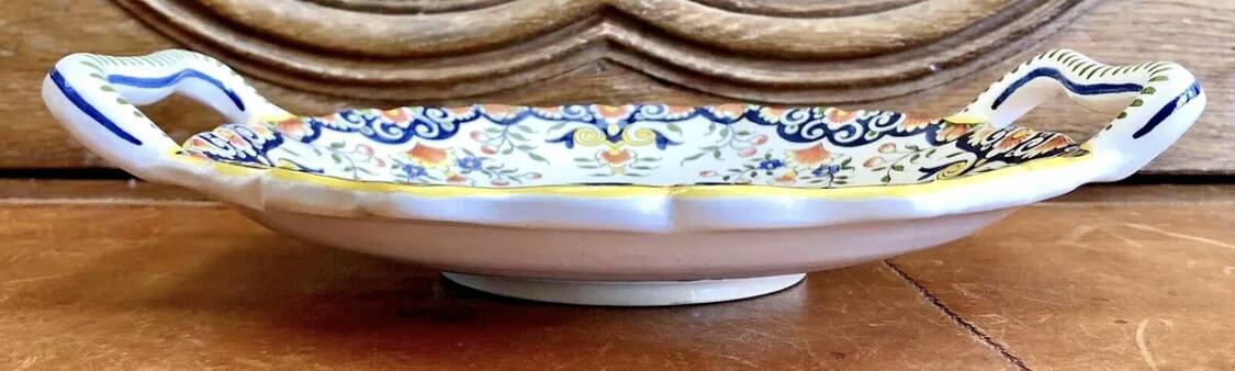 Antique Desvres Rouen fruit bowl, Blois François 1er model