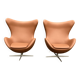 2x Fritz Hansen Egg chair by Arne Jacobsen in Cognac leather, new condition!