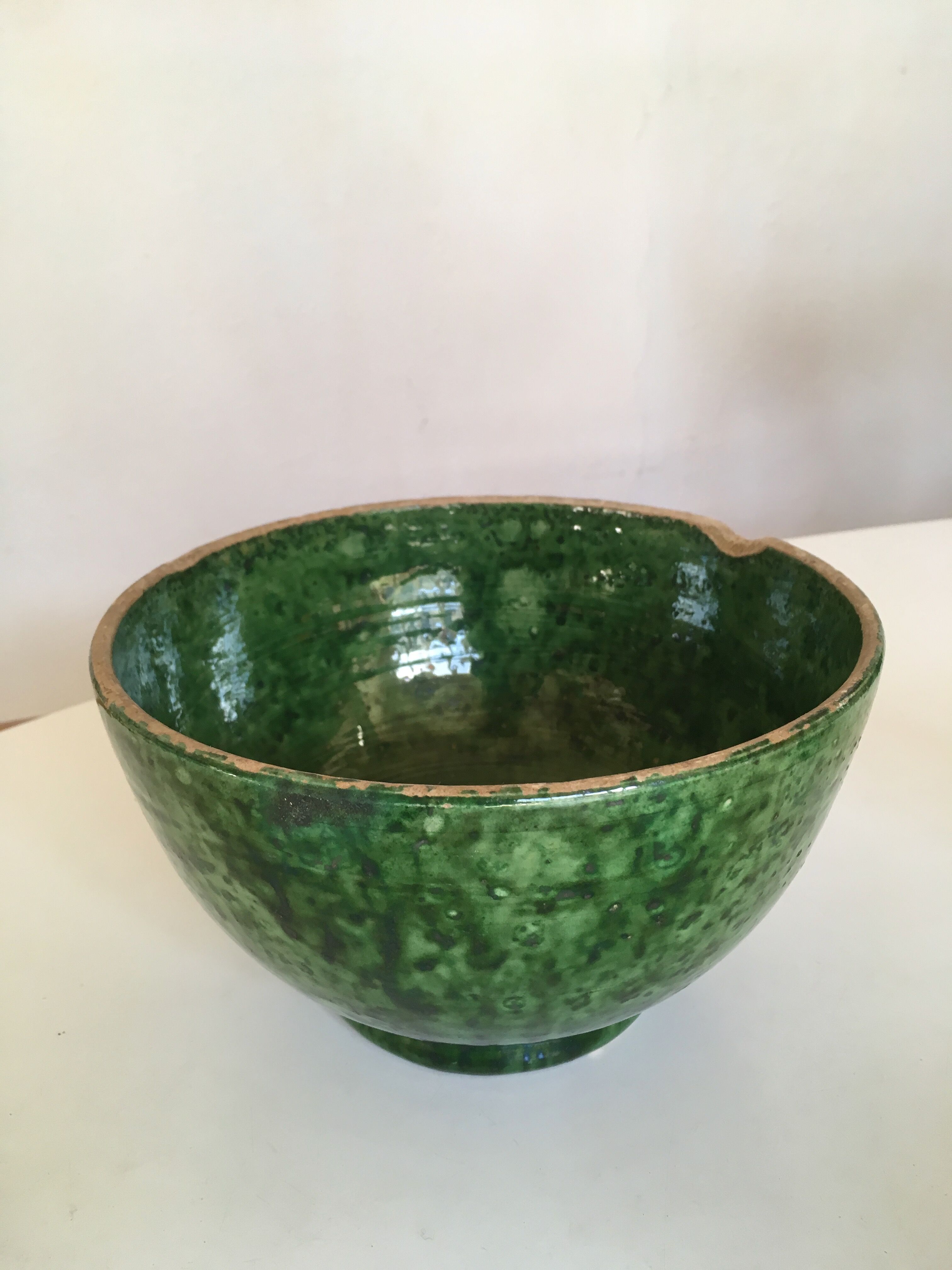 Foucard Jourdan Vallauris green glazed earth bowl 50