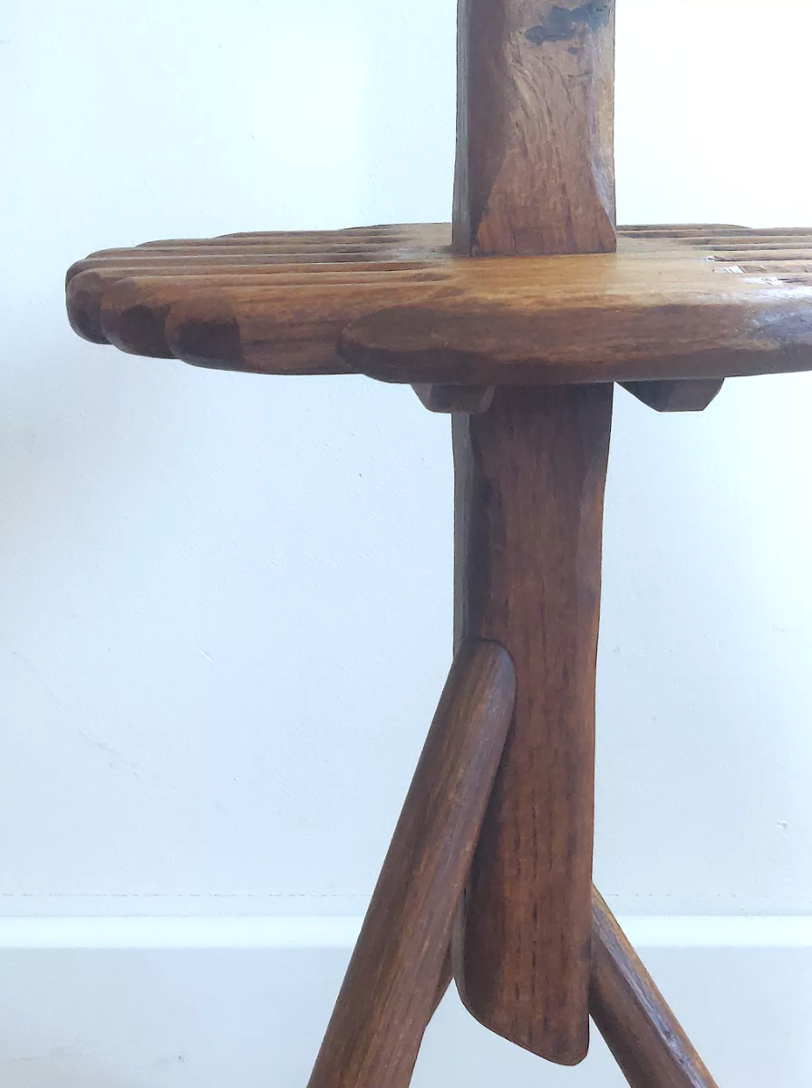 Brutalist ashtray in solid oak 50s