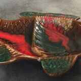 Plat à compartiments pour apéritif en céramique de vallauris  forme de poisson vintage 34 cm