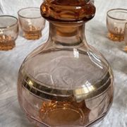 Vintage pink glass liqueur service