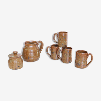 Beautiful set jug, mugs and candy, burnt sandstone