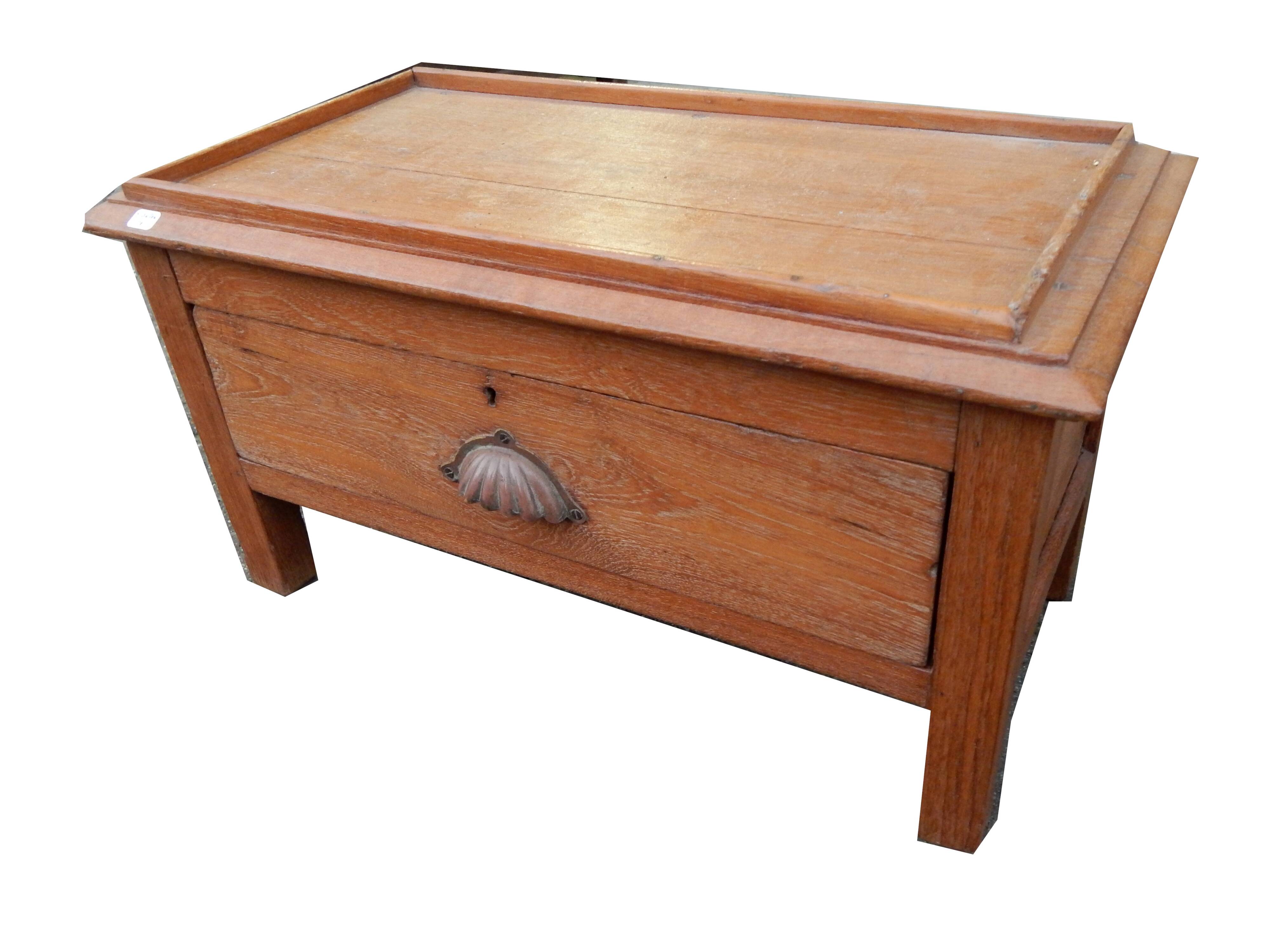 Bedside table with chest drawer on teak wood desk legs