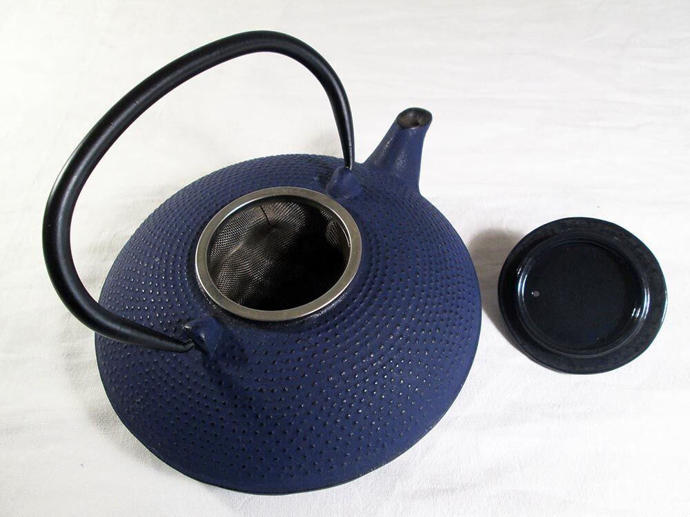 Japanese teapot in blue cast iron