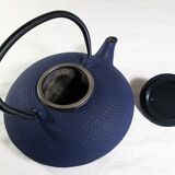 Japanese teapot in blue cast iron