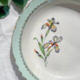 Vintage white and green porcelain dish Iris Moulin des Loups "Sargosse" 1950s