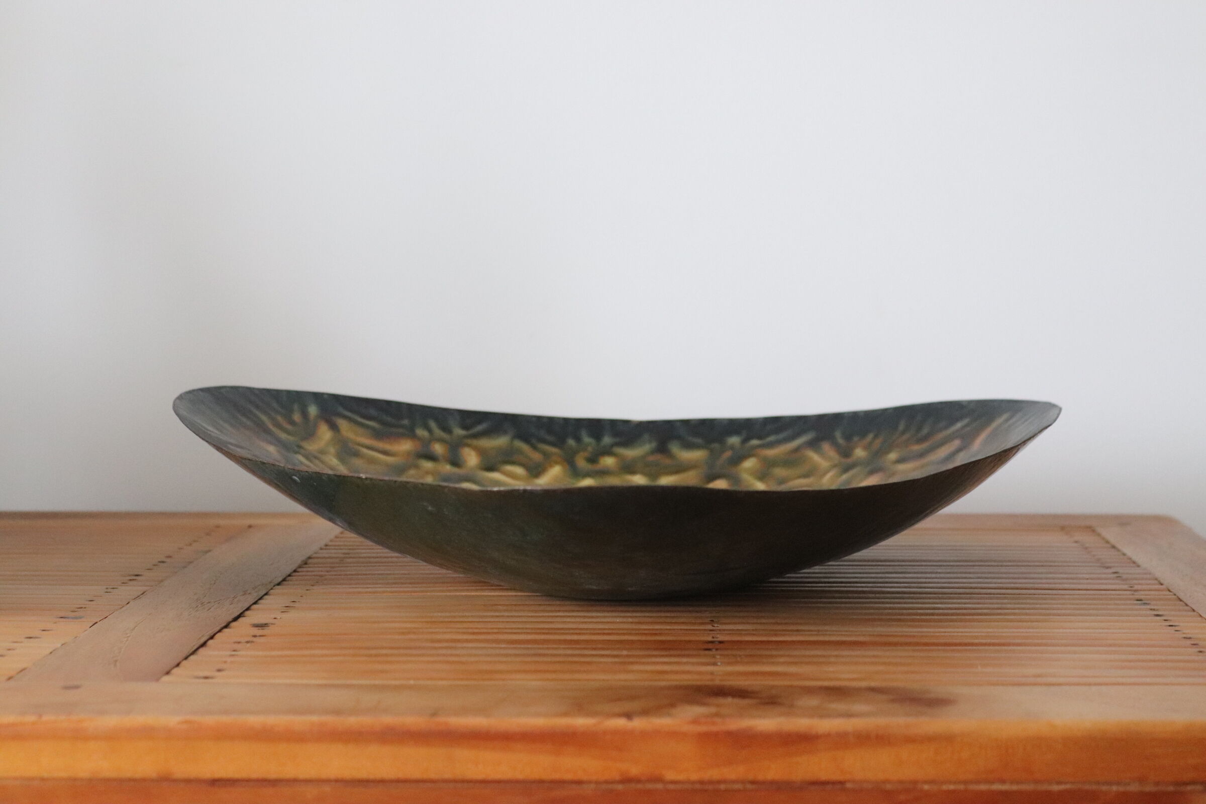 Vintage enamelled copper dish