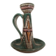 Hand candleholder in enamelled ceramic, polychrome paint, art deco, numbered