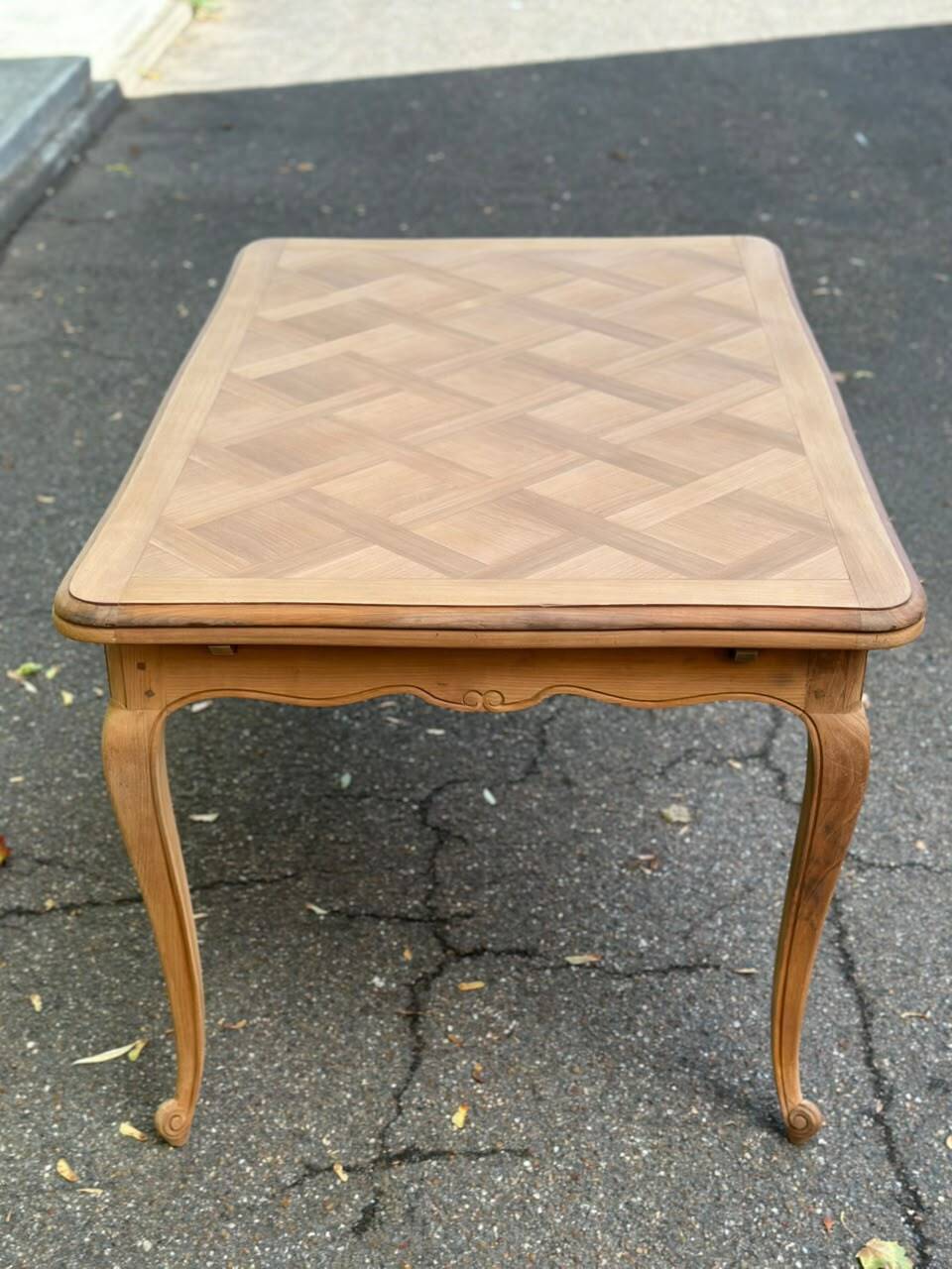 Large Louis XV dining table stripped in solid cherry wood 1970 270cm