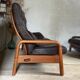 Scandinavian 3-seater teak and leather sofa