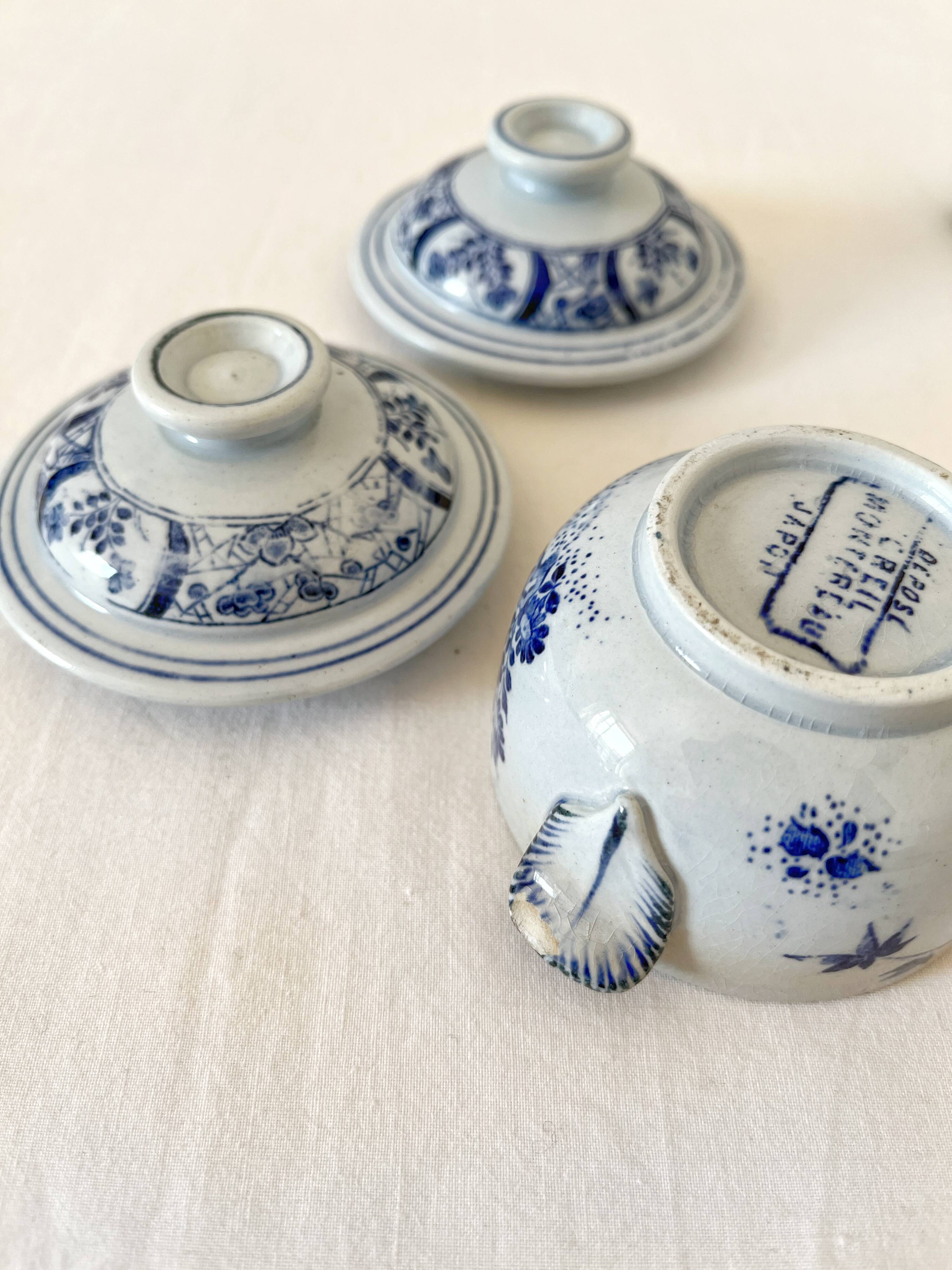 Two fine earthenware cream pots, Japanese service, Creil and Montereau, 19th century