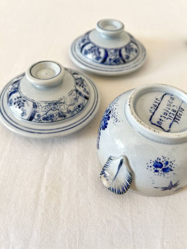 2 pots à crème en faïence fine service Japon, Creil et Montereau XIXeme siècle