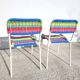 Pair of children's chairs with Ikea Fargglad scoubidou pattern