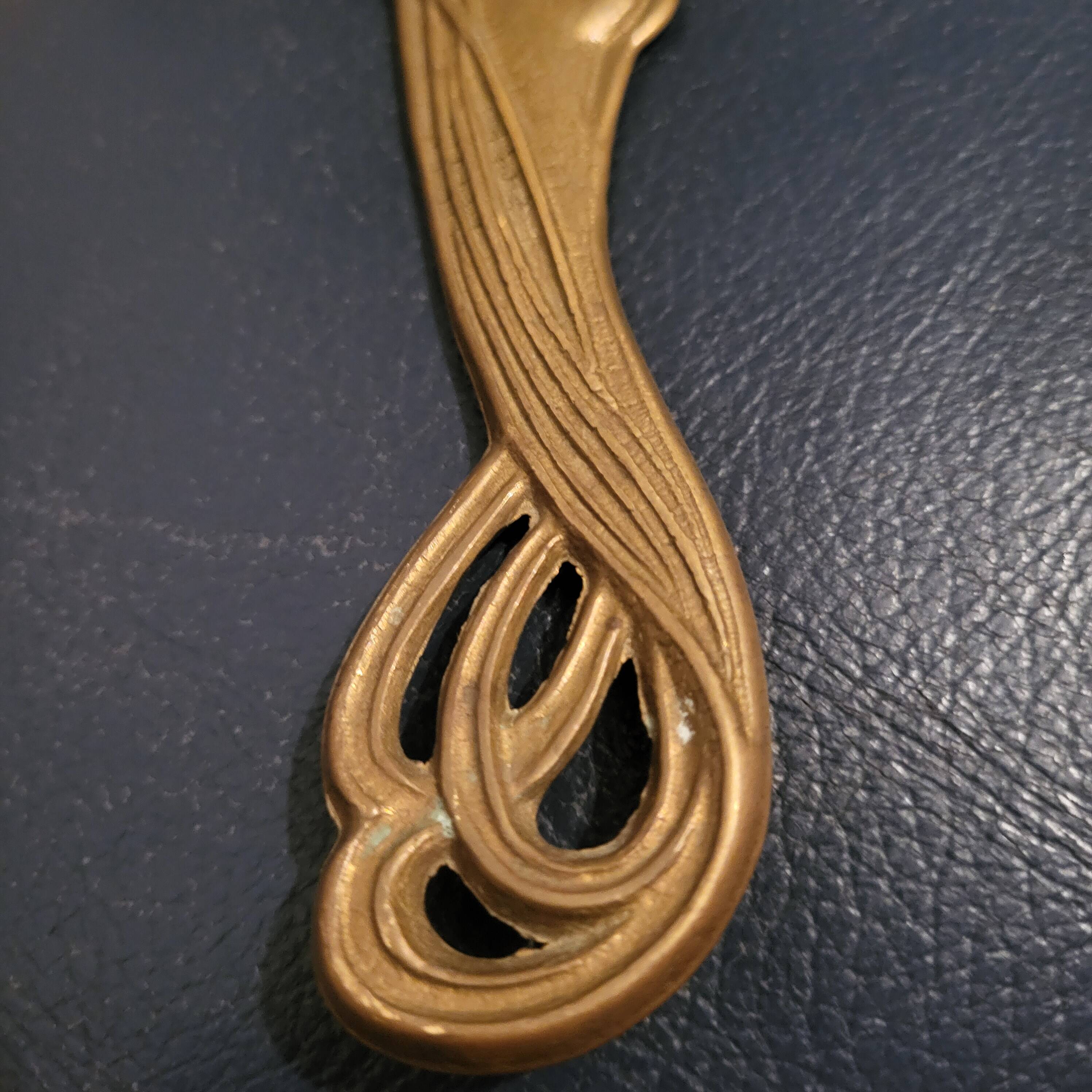 Brass vanity mirror, Art Nouveau style