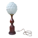 Mid century wooden and bubble glass table lamp 1970s