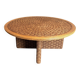 Large Round Coffee Table in Rope and Wood, in the Style of Audoux-Minet, Fra