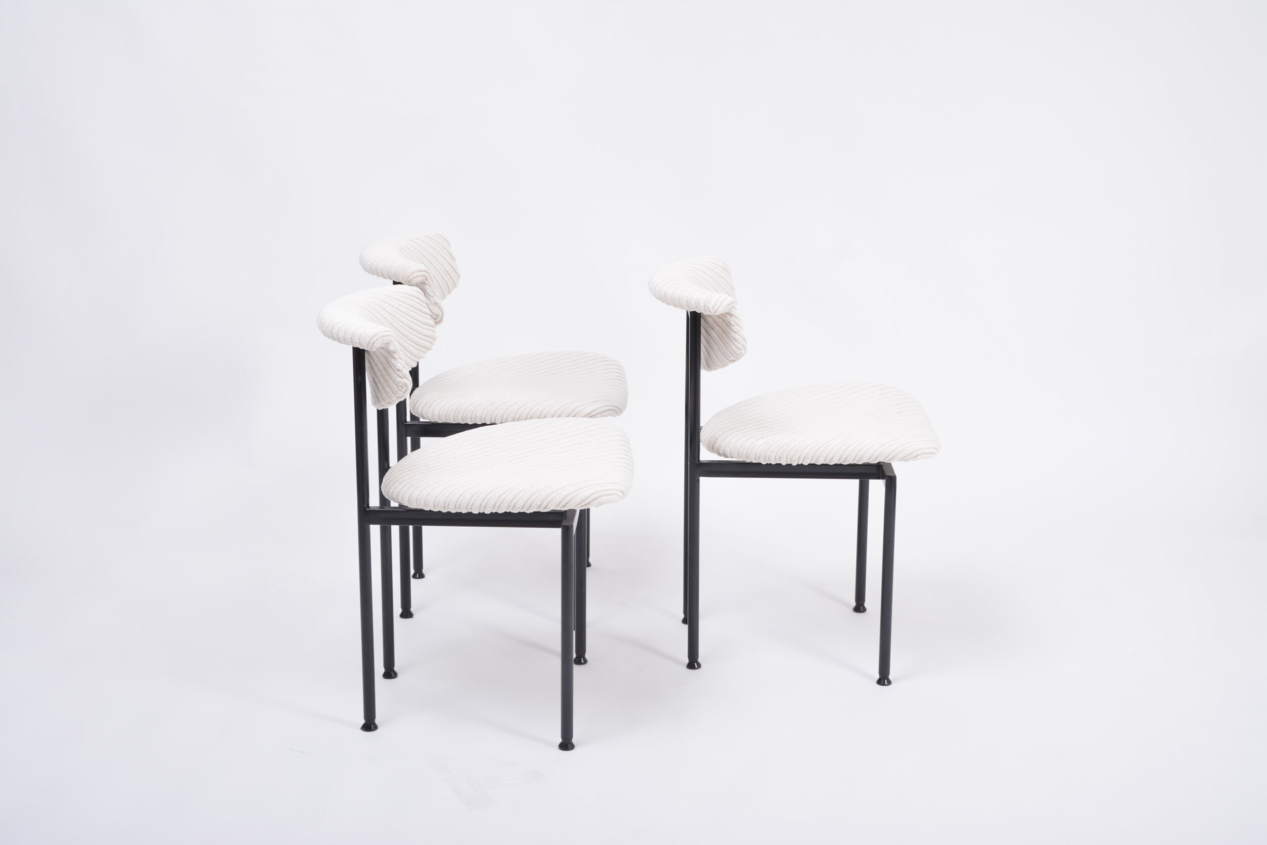 Set of Three Dutch White Alpha Chairs Designed by Rudolf Wolf, 1960s