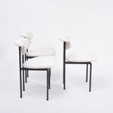 Set of Three Dutch White Alpha Chairs Designed by Rudolf Wolf, 1960s