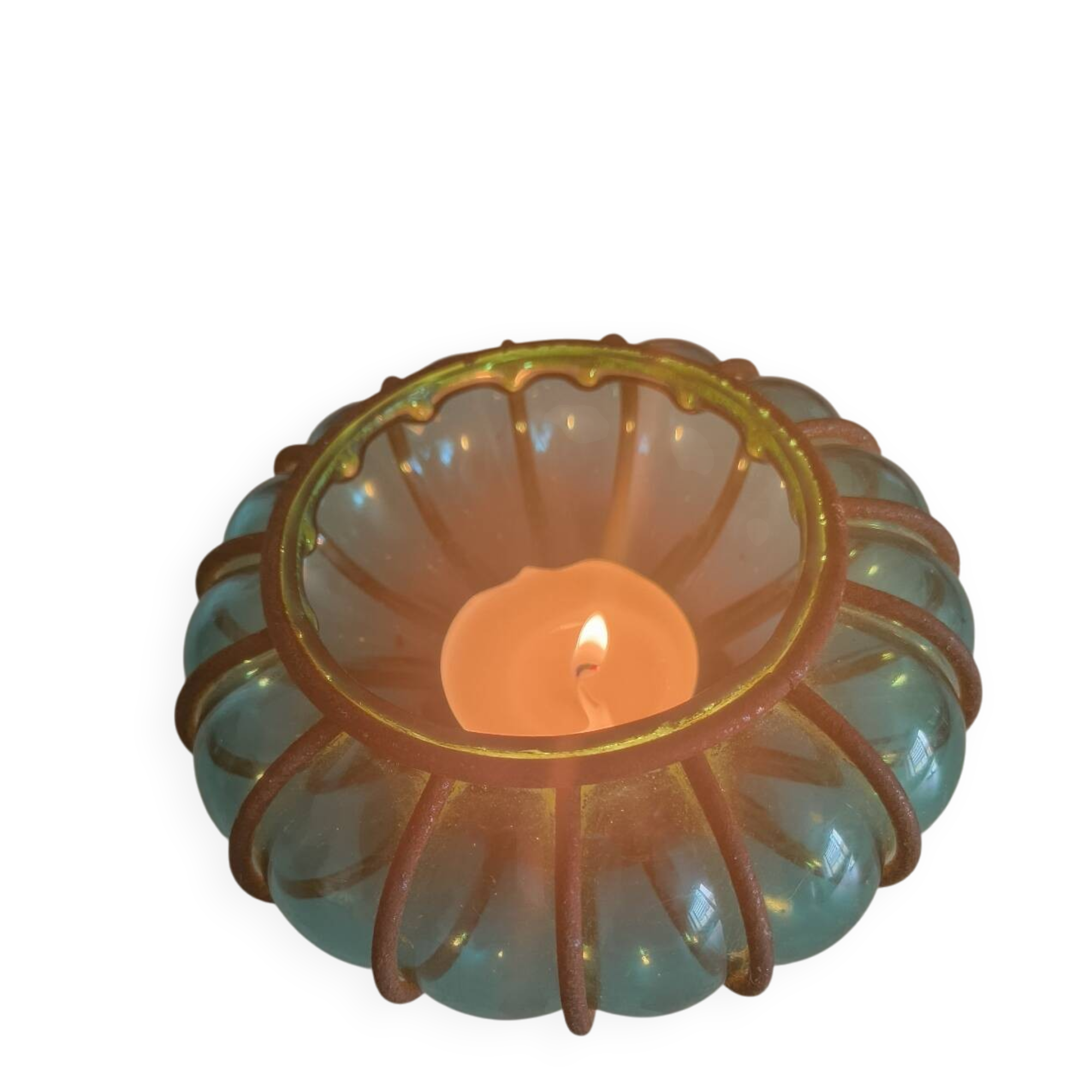 Vintage green blown glass lantern – bohemian spirit – Pier Import