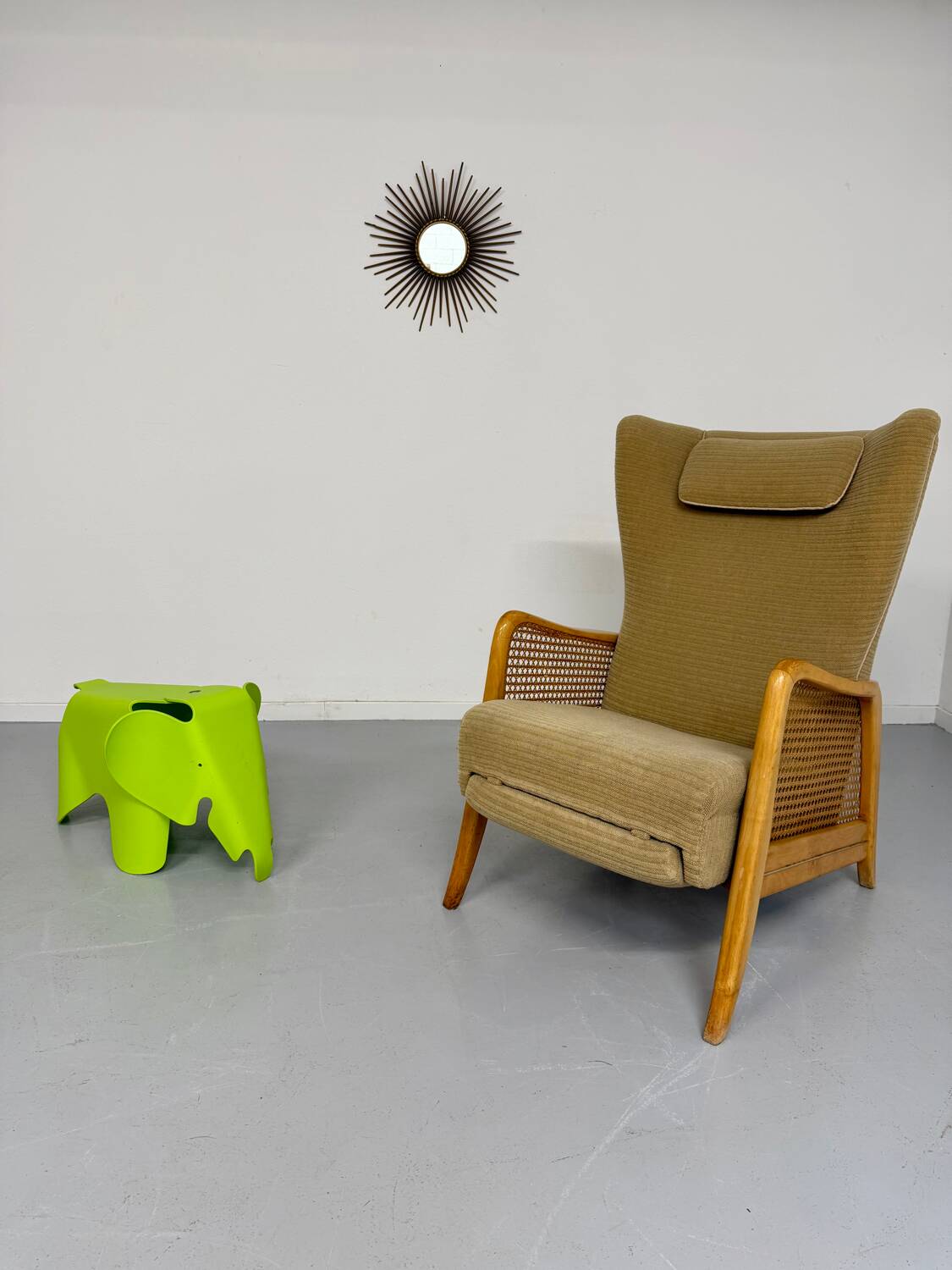 Vintage wingback recliner in Scandinavian design from the 1960s.