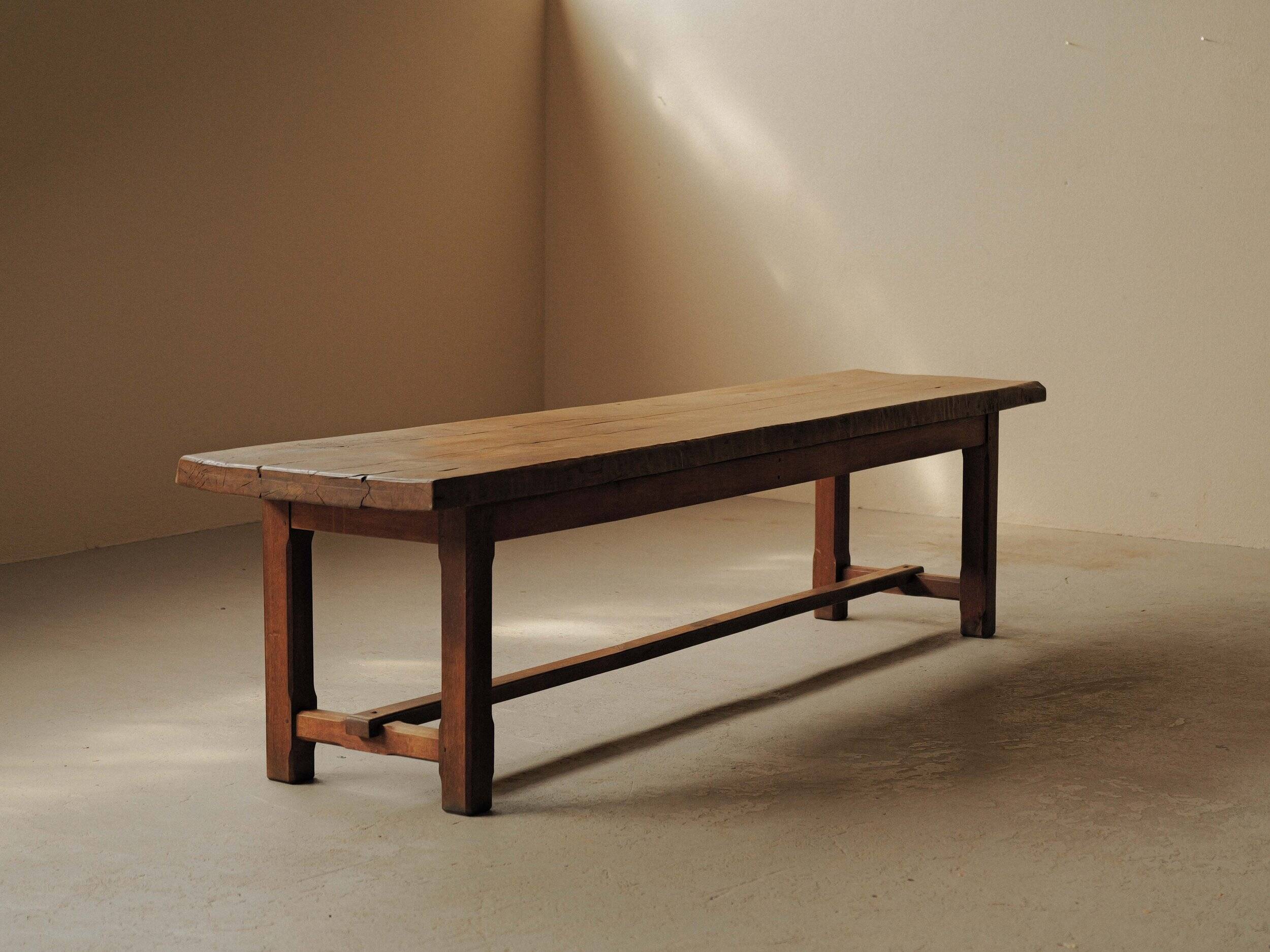 Large solid wood table, handcrafted.