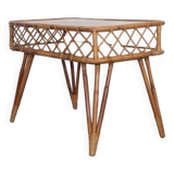 Vintage rattan and wood desk 1960