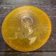 Antique Tripod Side Table Black Metal & Yellow Glass Bowl Years