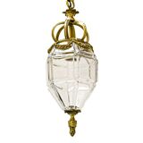 Lantern conical gilded beveled faceted glass old white XIXth