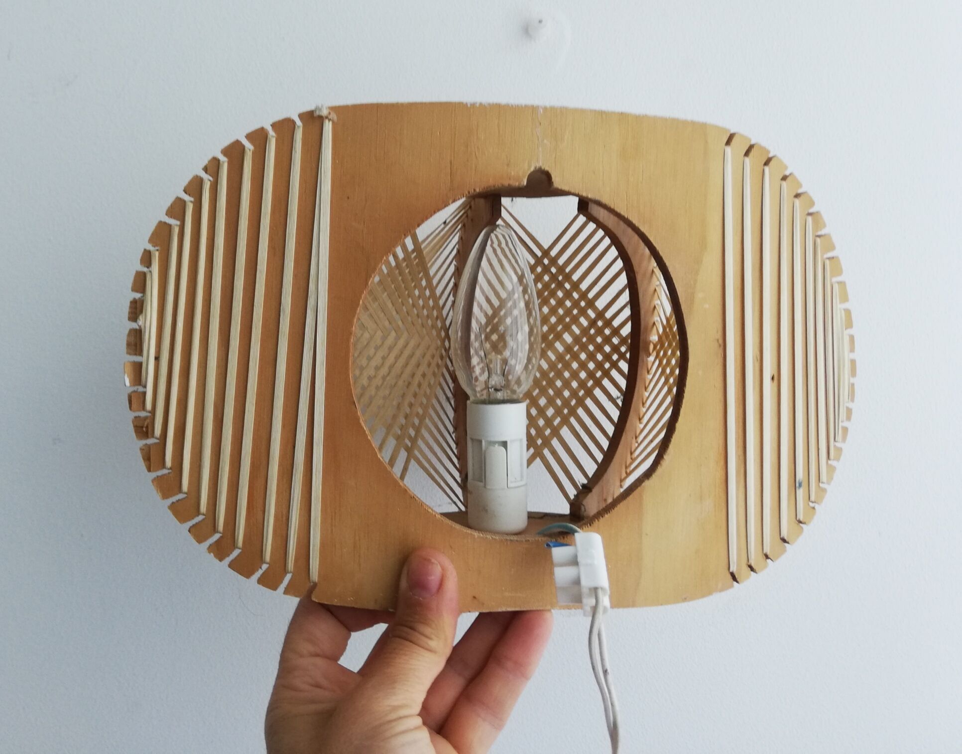 1960s wooden wall light sconce