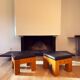 Pair of Low Wooden Stools with Leather Seats, 1970s