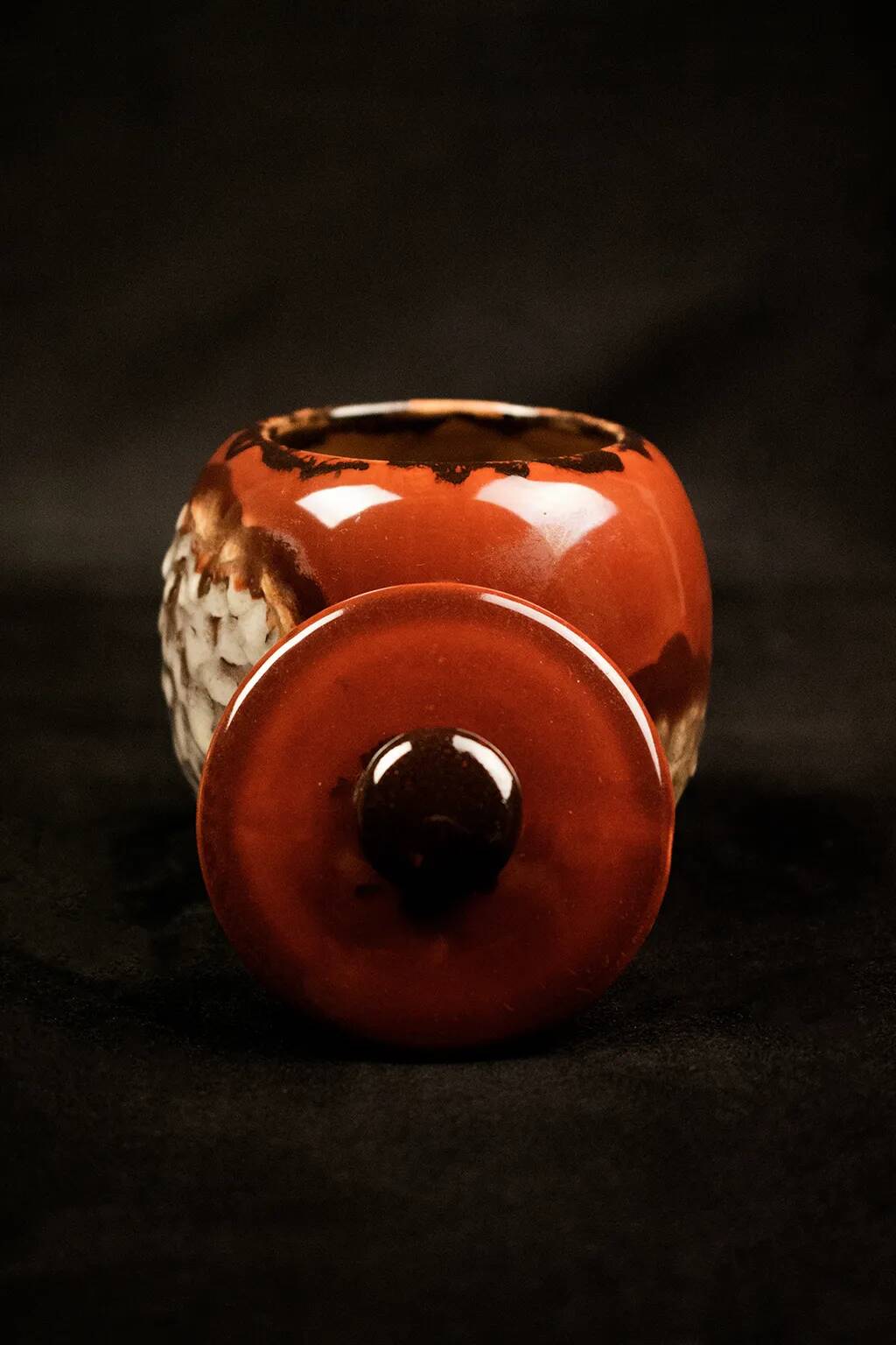 Red glazed stoneware candy dish by Louis Dage - circa 1920 - H 15 cm