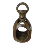 Ancienne lanterne Baudat la Borne bougeoir en grès pyrité, lanterne décorative  à accrocher