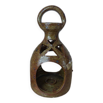 Ancienne lanterne Baudat la Borne bougeoir en grès pyrité, lanterne décorative  à accrocher