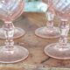 set of vintage pink glasses