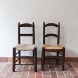 Pair of straw farm chairs