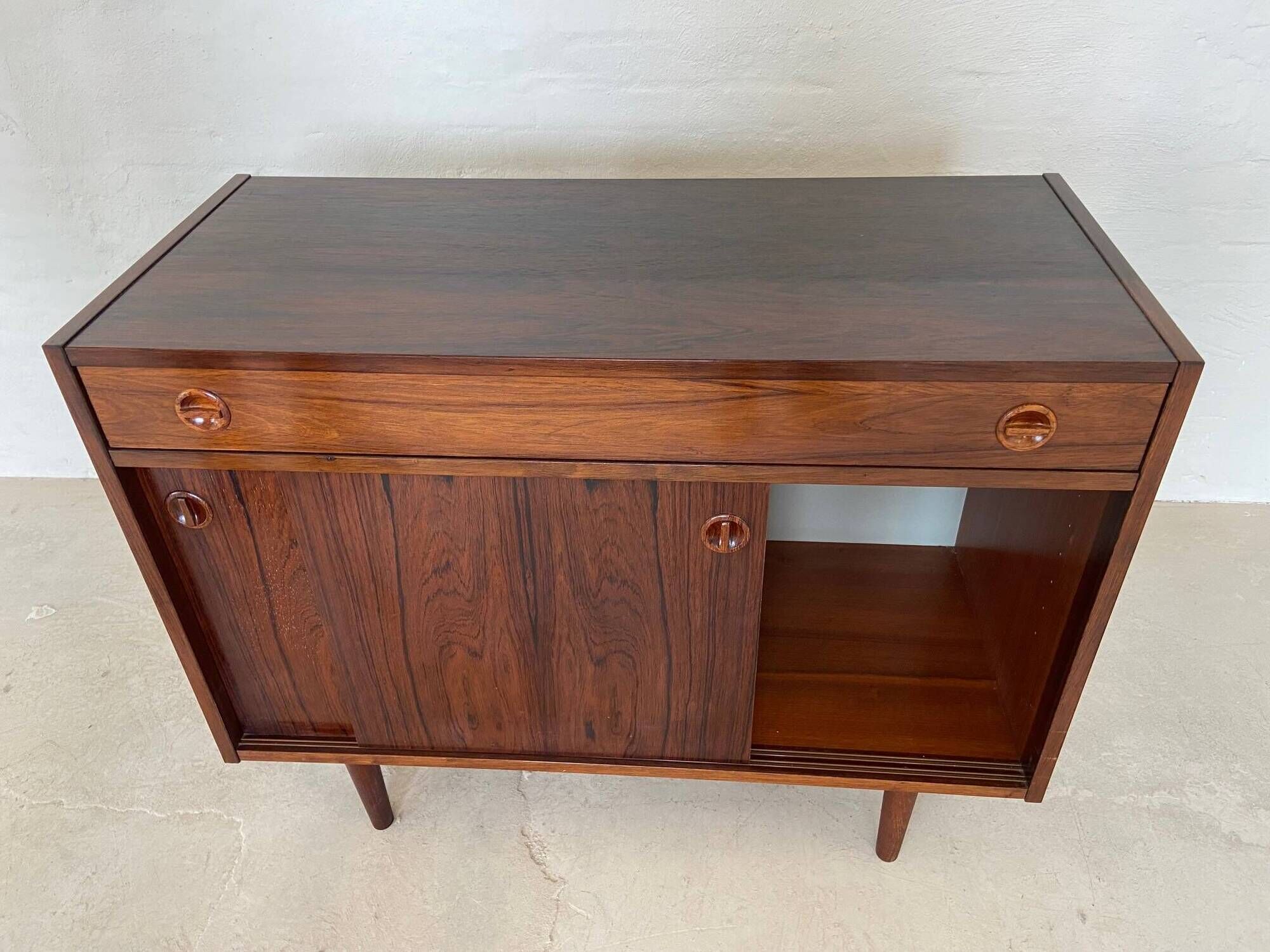 Vintage danish mid century rosewood sliding door cabinet 1960s