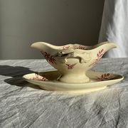 Saucier ancienne en faïence rose de Badonviller modèle Jasmin