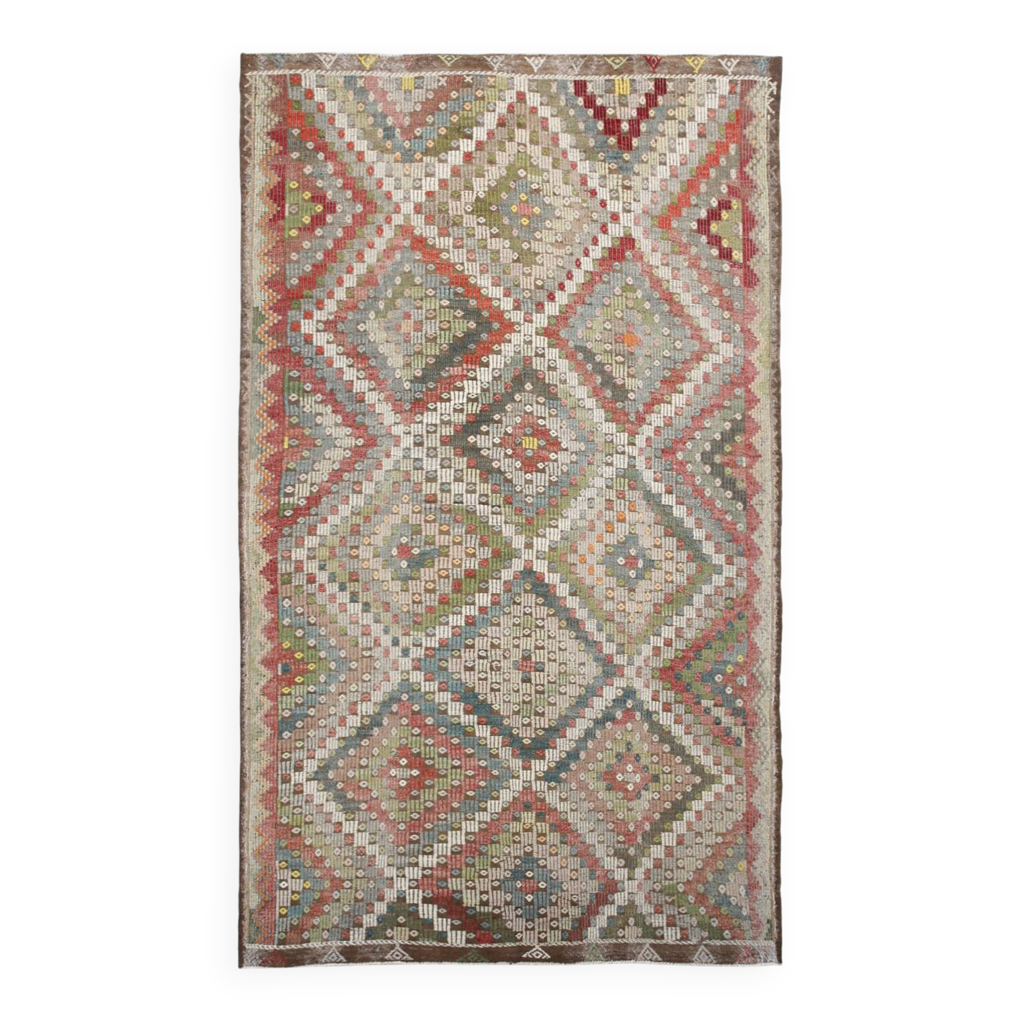192x330Cm Soft Vintage Rug, Anatolian Kilim Rug