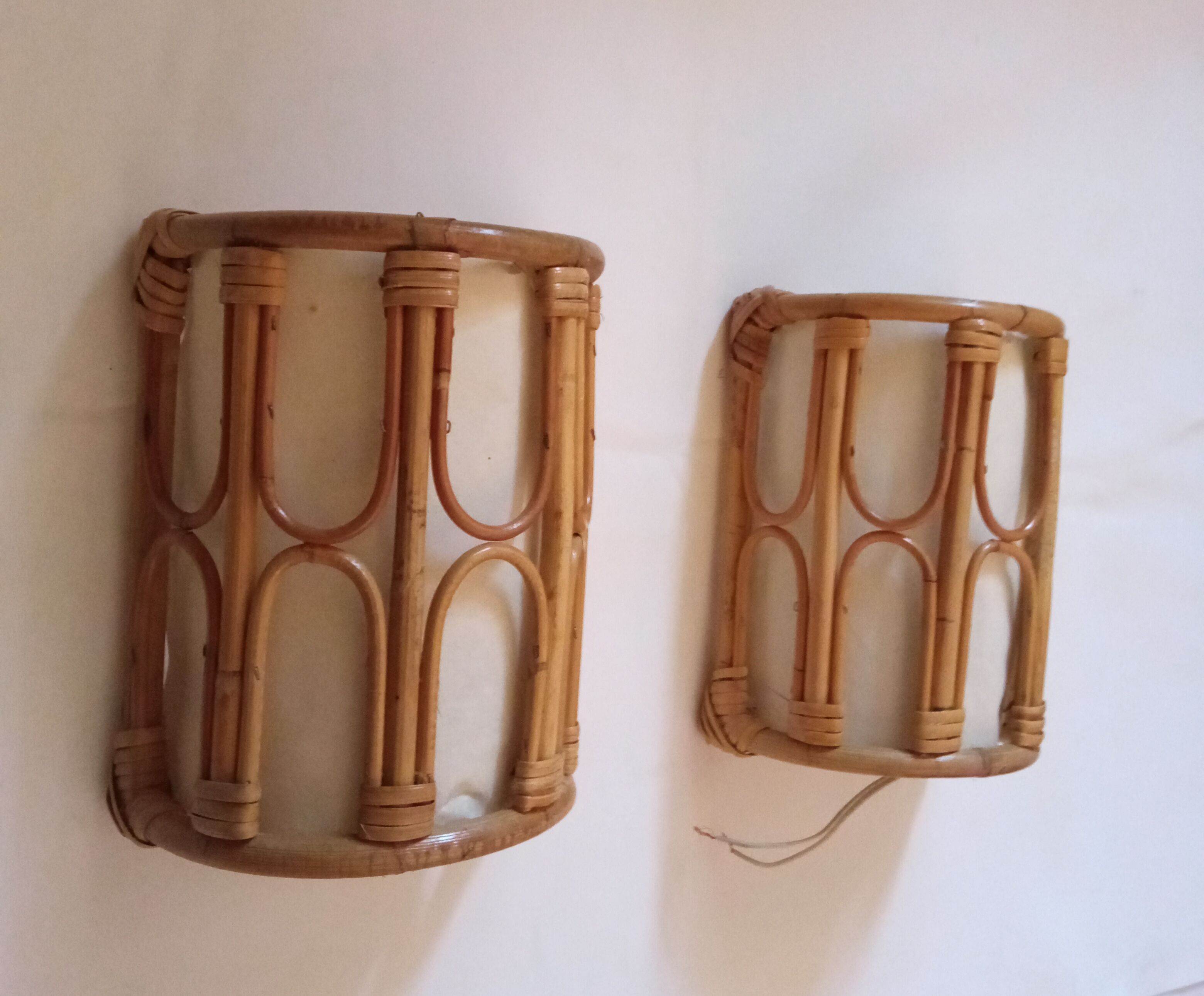 Pair of bamboo sconces