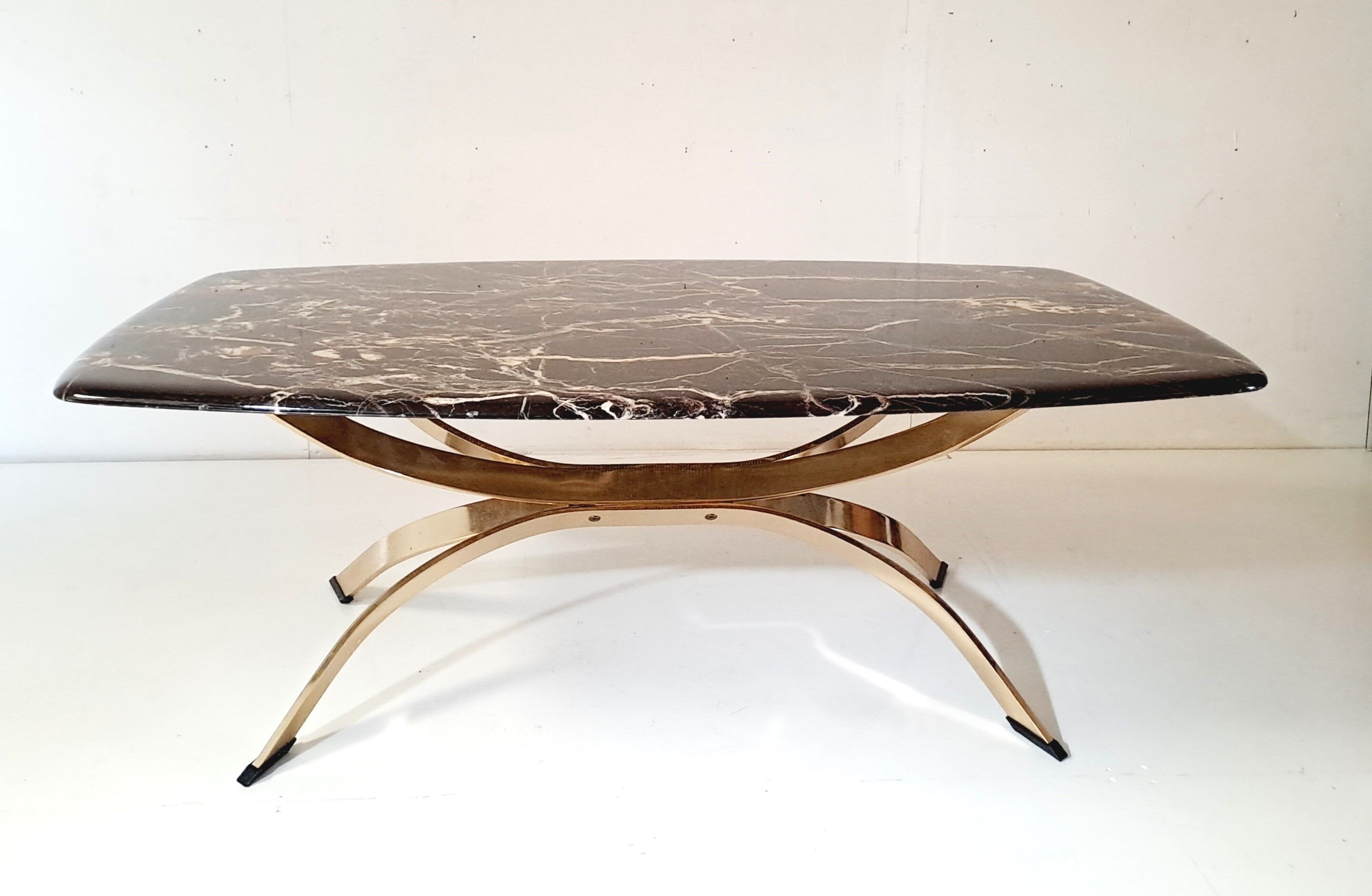 Coffee table in marble and bronze,france circa 1970