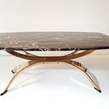 Coffee table in marble and bronze,france circa 1970
