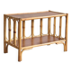 Vintage rectangular side coffee table in wood and rattan with magazine rack