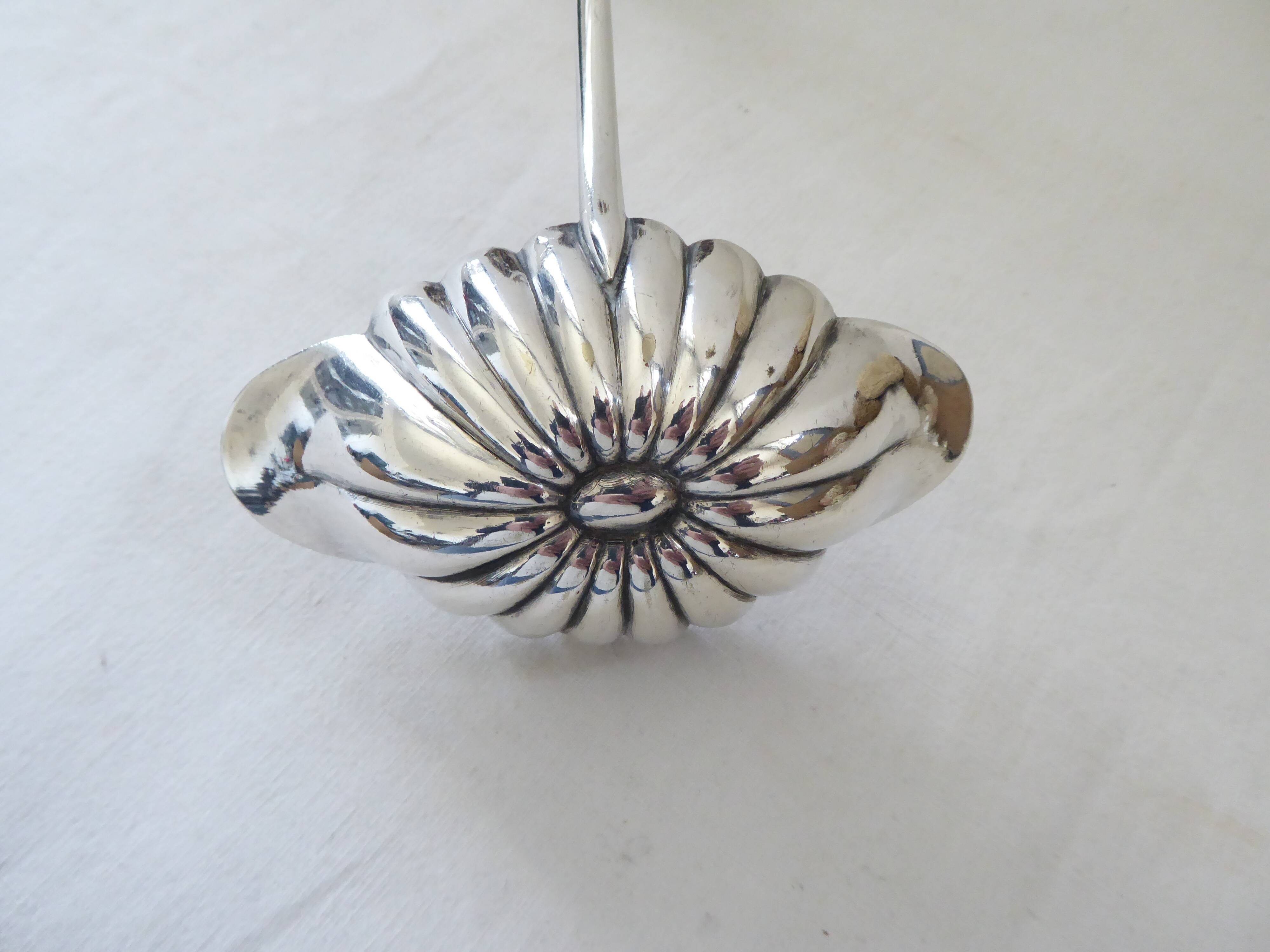 Silver metal sauce ladle